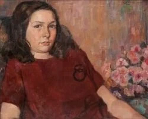 Ritratto di una giovane ragazza con un mazzo di fiori, 1916